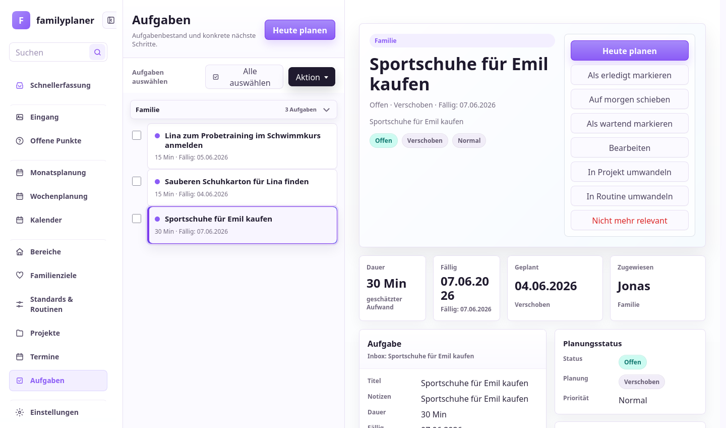 Aufgaben-Screenshot mit Verschiebeoption