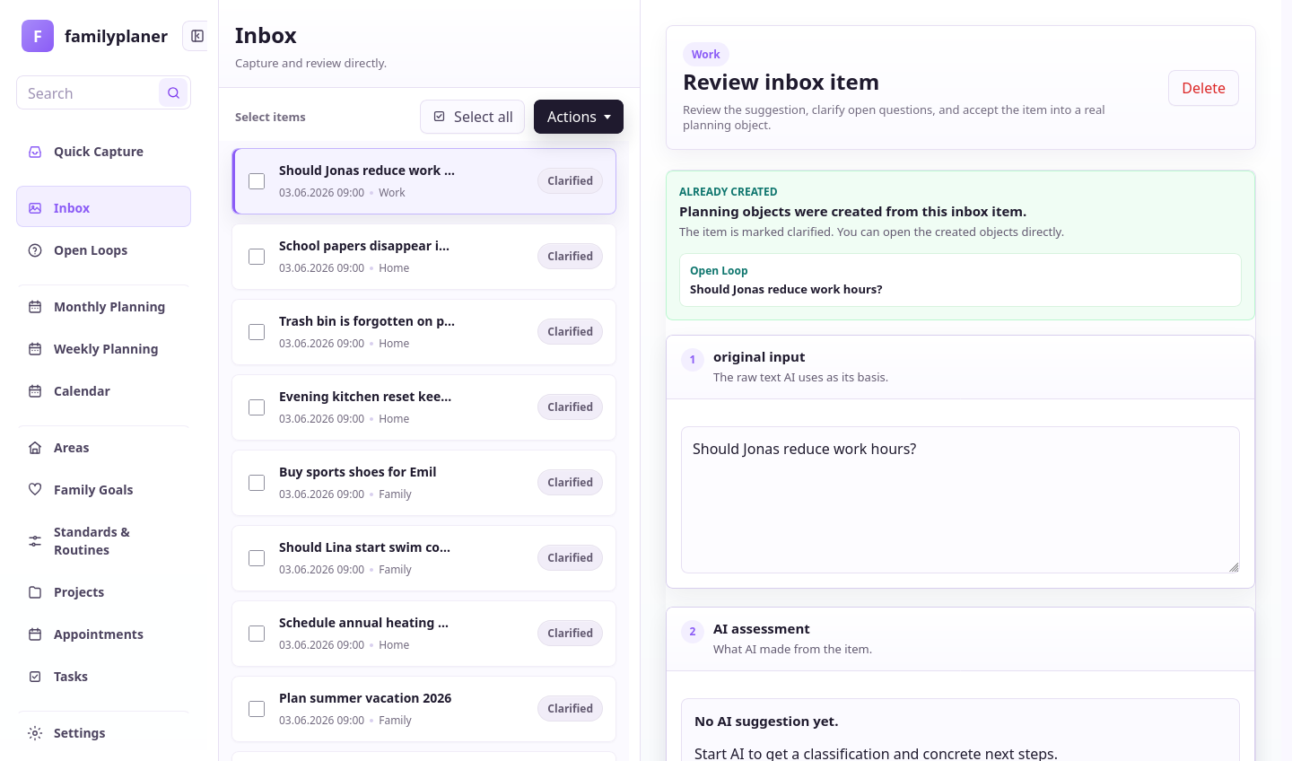 Inbox screenshot with sorted entries