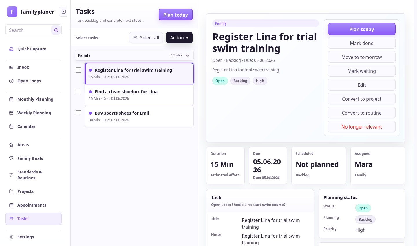 Task screenshot with detail information